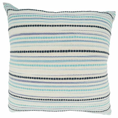 SARO 22 in. Woven Stripe Square Throw Pillow with Poly Filling, Black 777.BL22SP